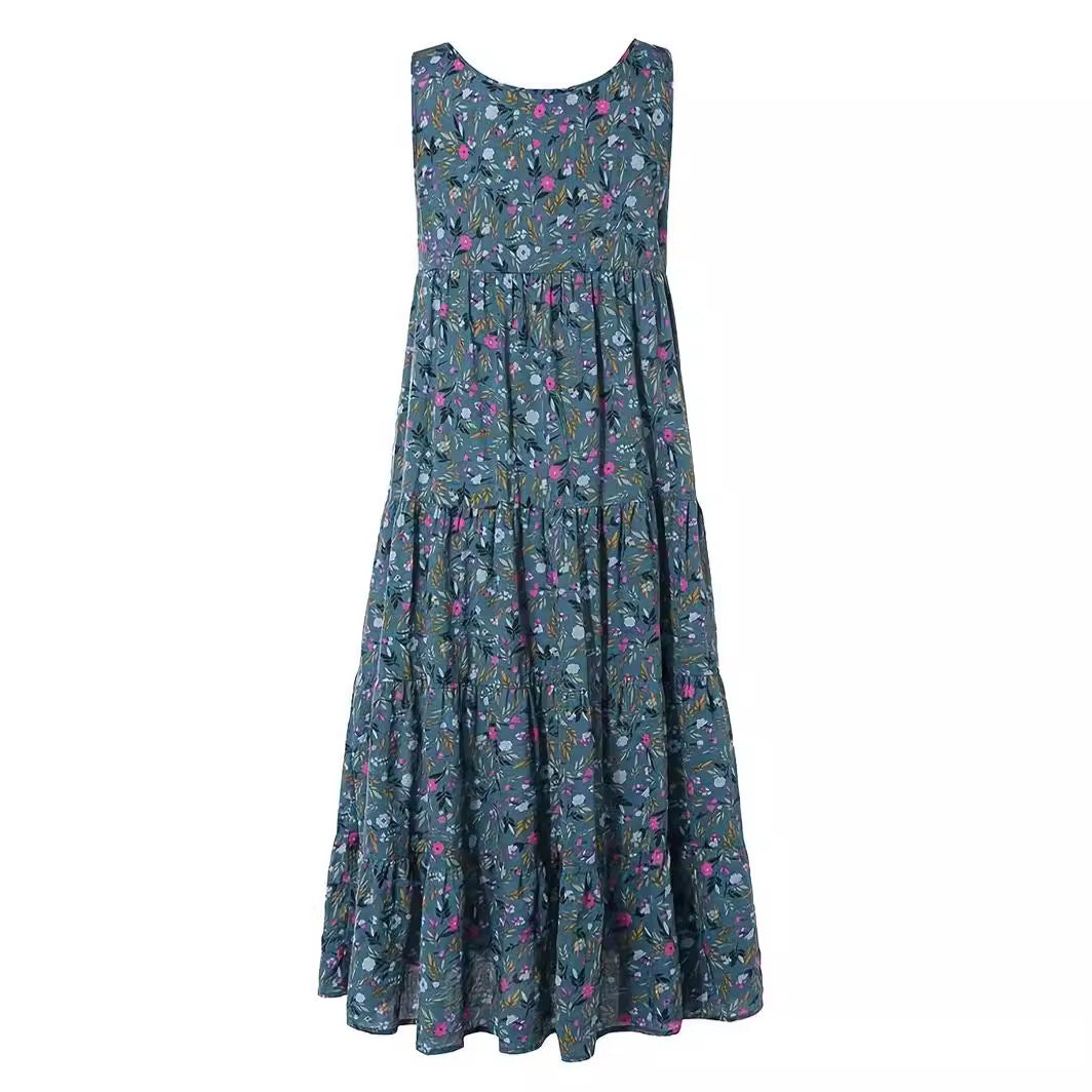 Damen Langes Freizeitkleid mit floralem Design Drune