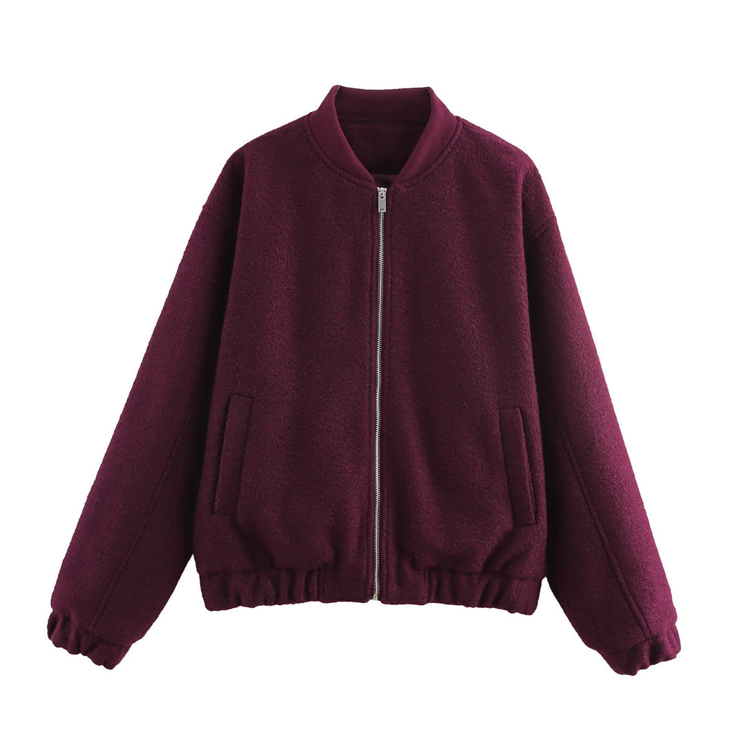 Damen Fleece-Bomberjacke mit elastischem Saum und praktischen Eingrifftaschen Drune