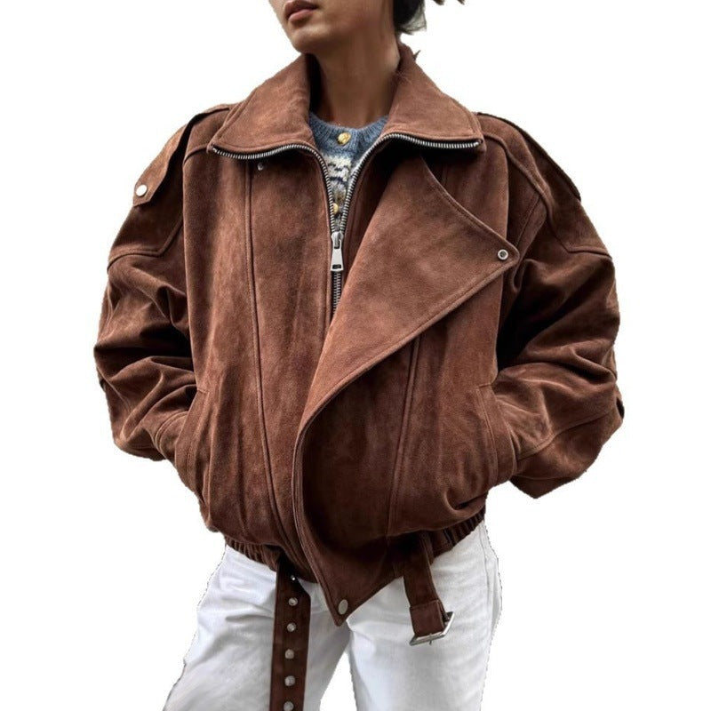 Damen Modische und bequeme Wildlederjacke Drune