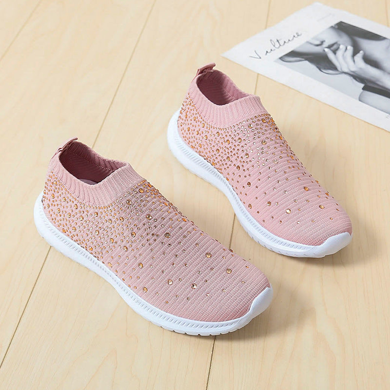 Damen Glitzernde Slip-On Sneaker mit atmungsaktivem Obermaterial und rutschfester Sohle Drune