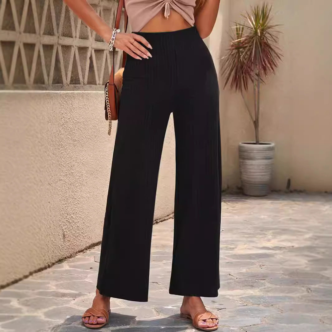 Damen weite Stretch-Hose mit Rippenstruktur Drune