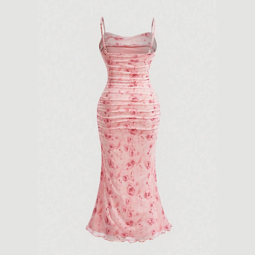 Damen Wickelkleid mit Rüschendetails und floraler Struktur Drune