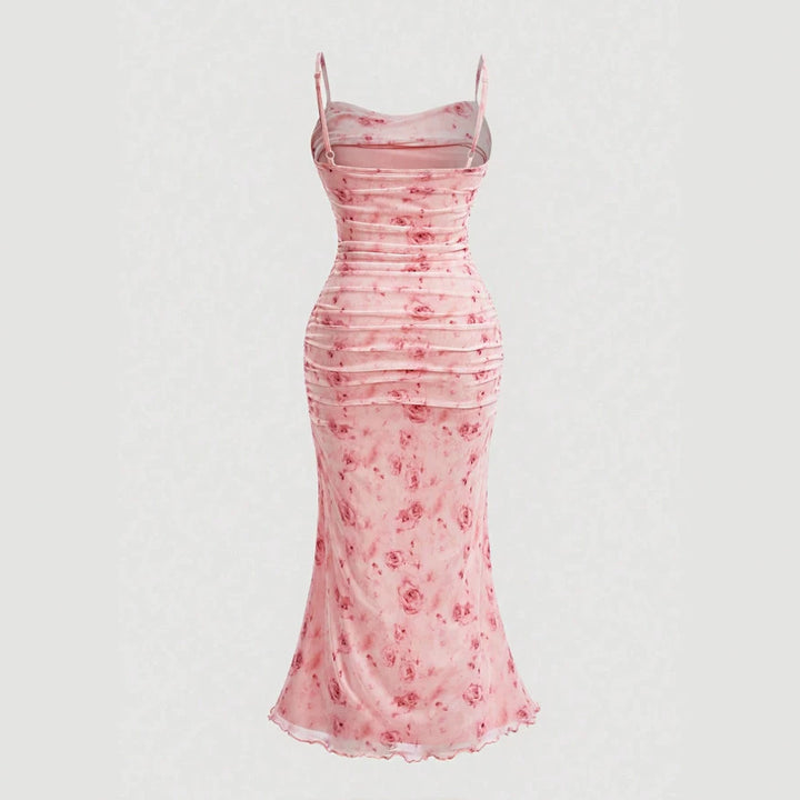 Damen Wickelkleid mit Rüschendetails und floraler Struktur Drune