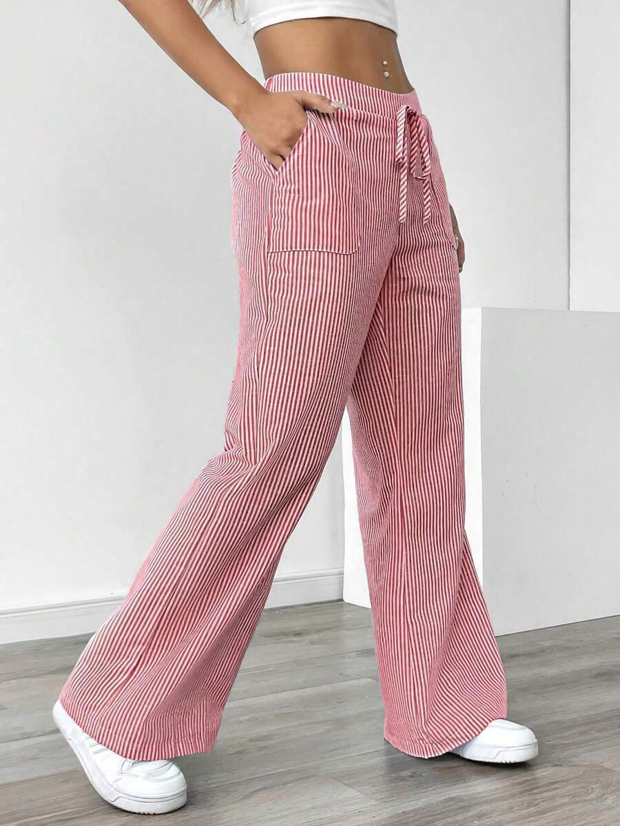 Damen nan weite Baumwoll-Loungehose mit Tunnelzug und Seitentaschen Drune