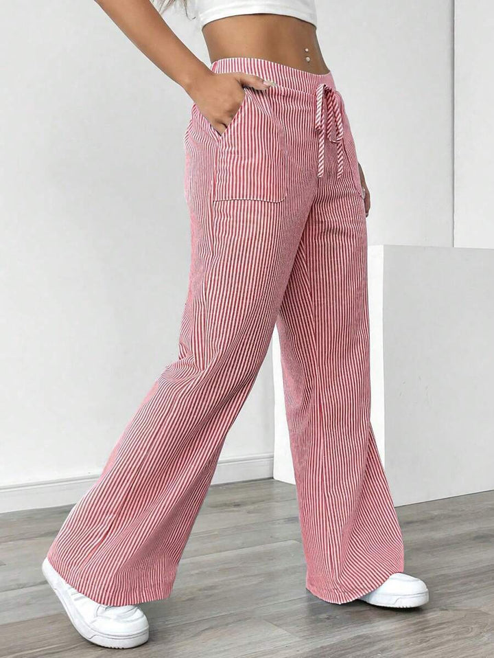 Damen nan weite Baumwoll-Loungehose mit Tunnelzug und Seitentaschen Drune