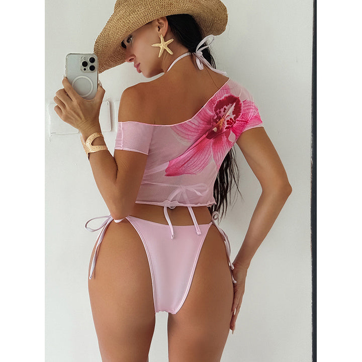 Damen Bikiniset mit floralem Oberteil und hohem Beinausschnitt Drune