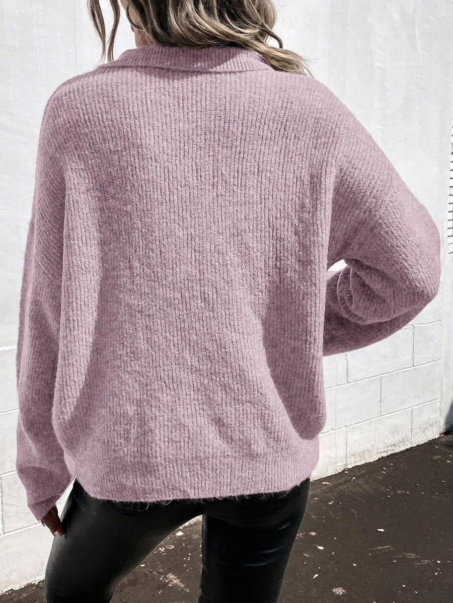 Damen Sportlicher Pullover mit modernem V-Ausschnitt und praktischer Brusttasche Drune