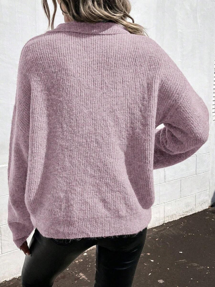 Damen Sportlicher Pullover mit modernem V-Ausschnitt und praktischer Brusttasche Drune