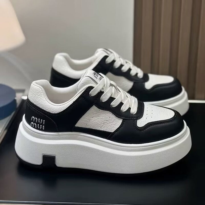 Damen Chunky Sneaker mit hoher Plattform und atmungsaktiver Obermaterialstruktur Drune