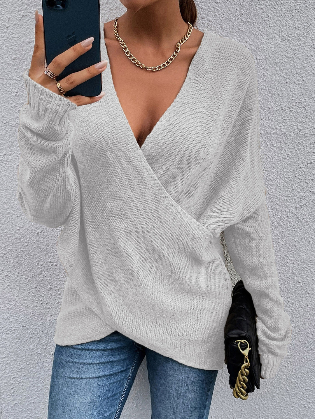 Damen lässiger V-Ausschnitt Pullover Drune