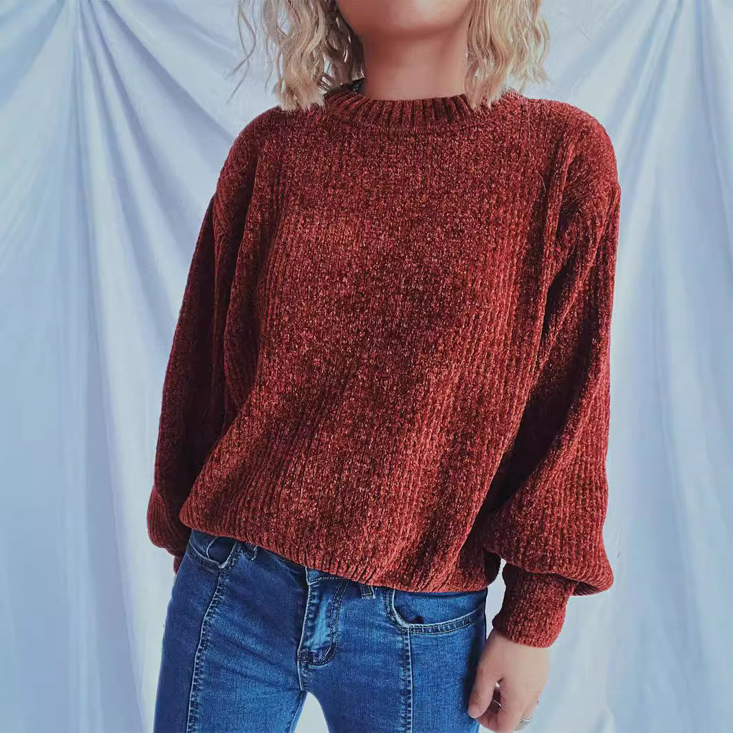Damen gemütlicher Grobstrickpullover mit weiten Ärmeln und strukturiertem Design Drune