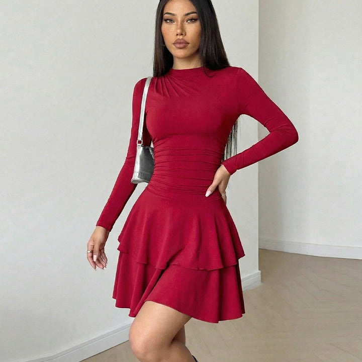 Damen Volantkleid mit raffiniertem Taillierungsdesign Drune