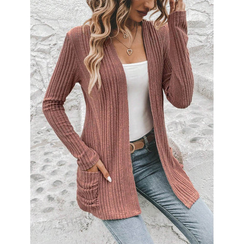 Damen Strickjacke mit modischem Rippendesign und praktischen Taschen Drune