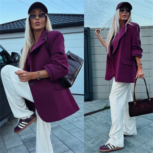 Damen modischer Blazer mit integrierter Kapuze und stilvoller Hose Drune