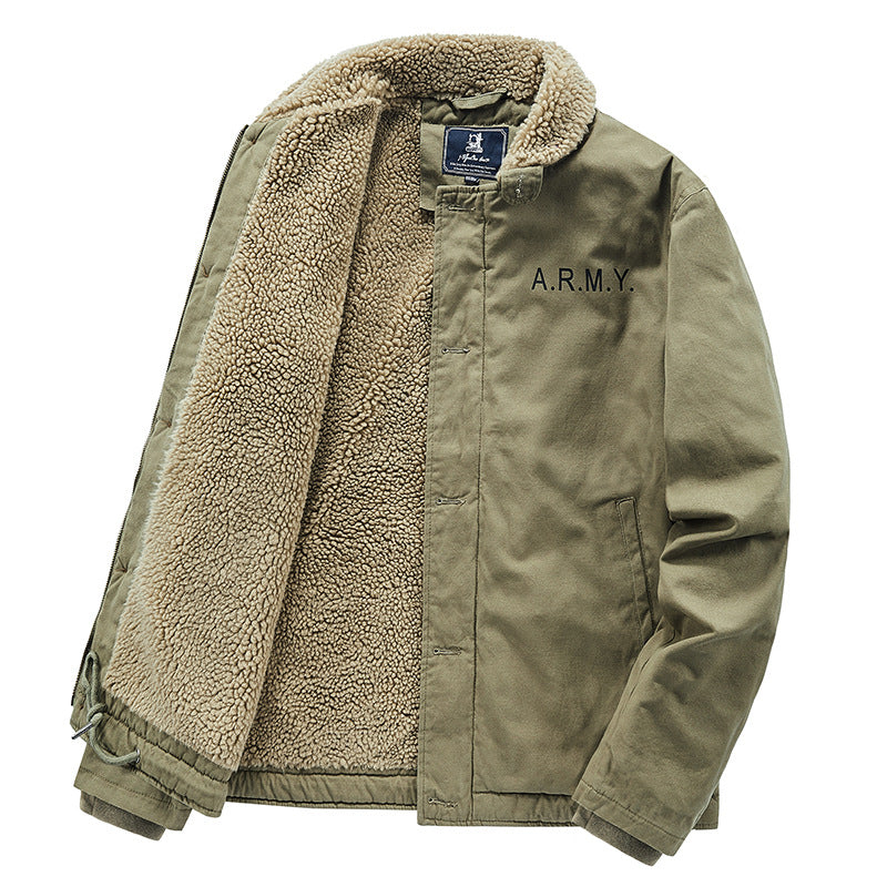 Herren nan gefütterte Fieldjacke mit Teddyfutter, verdeckter Zweiwege-Reißverschluss und Kordelzug Saum Drune