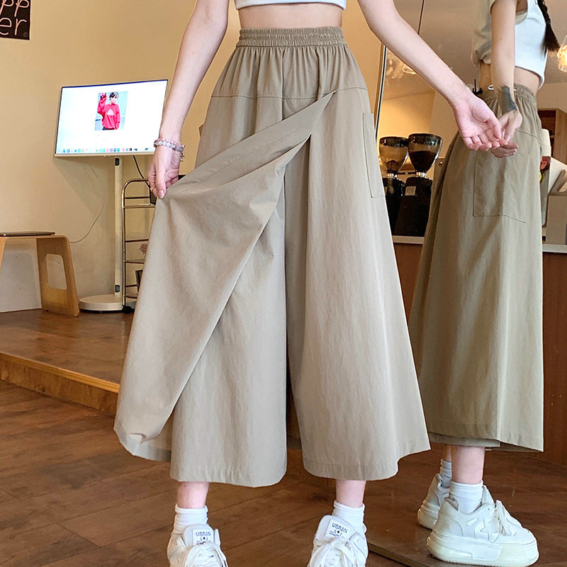 Damen Weit geschnittene Sommerrock mit hohe Taille und praktischen Taschen Drune