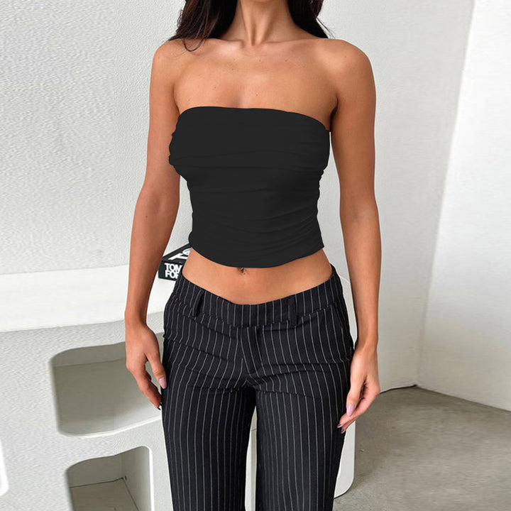 Damen Bandeau Top mit gerafftem Design Drune