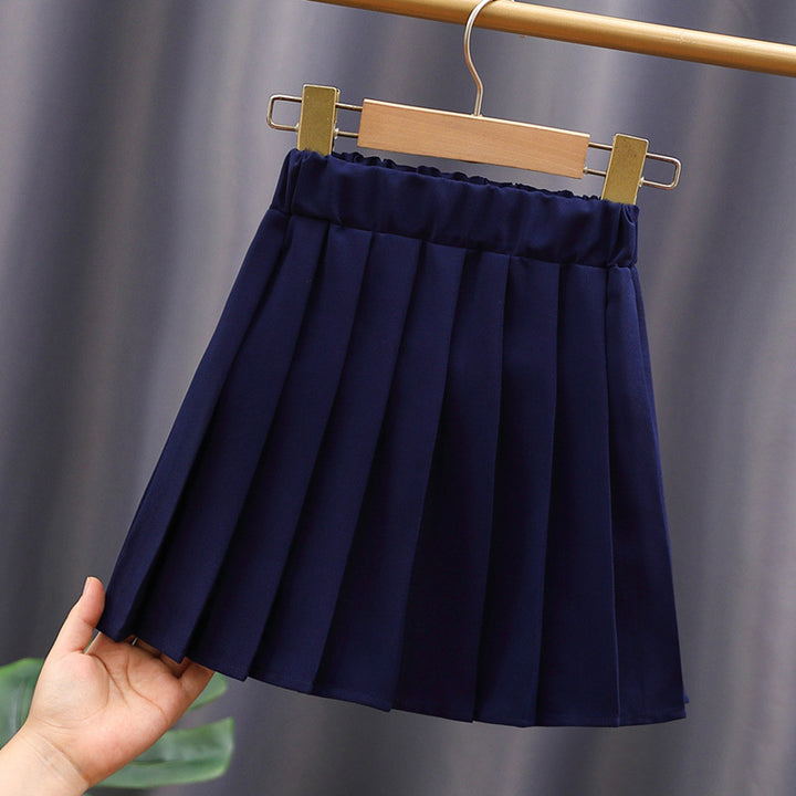 Mädchen elegante Rüschenbluse mit Kragen und dazu passendem Faltenrock Drune
