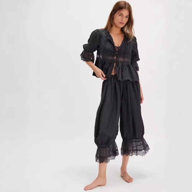 Damen Luftige und elegante Culotte mit Spitzenverzierung Drune