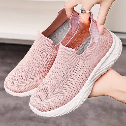 Damen nan nahtloser Strick-Slip-On Komfortwalker mit sockenähnlichem Schaft, reaktiver Memory-Fußbett-Einlage und flexibler EVA-Leichtsohle Drune