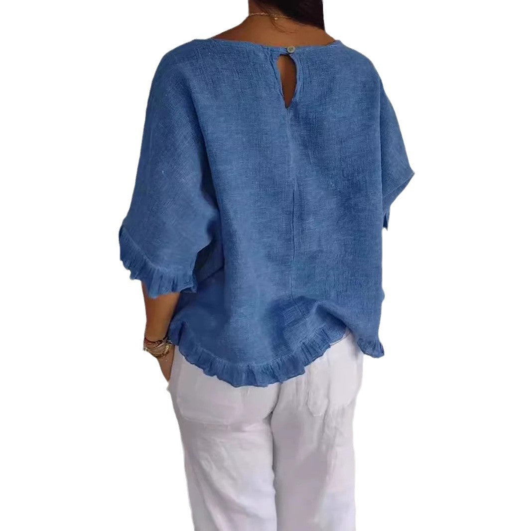 Damen Leichtes Shirt mit Fransen Drune