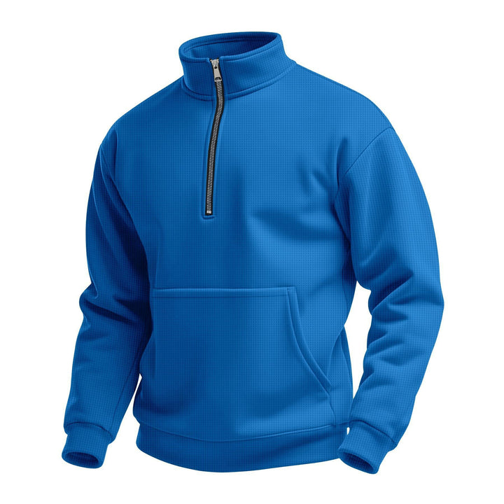 Unisex nan komfortabler Halbzip Pullover mit Kängurutasche und Stehkragen aus Strukturfleece Drune