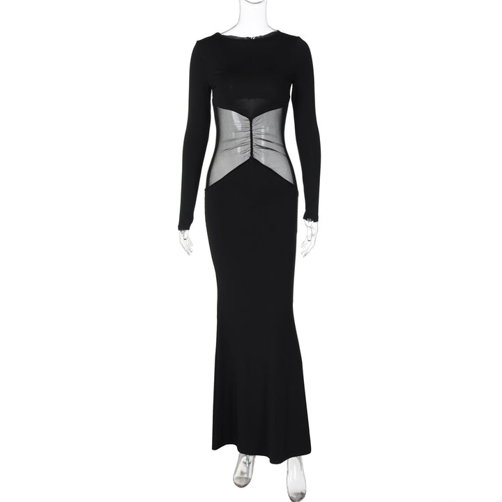 Damen Elegantes Maxikleid mit transparenter Taillenpartie Drune