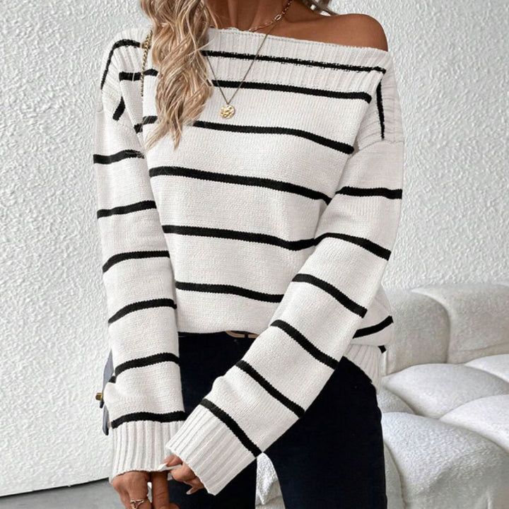 Damen lässiger Pullover mit auffälligem Streifendesign Drune