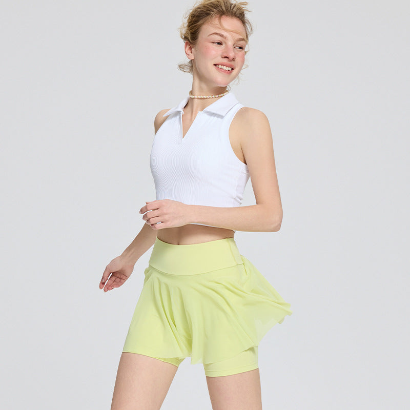 Damen Sportlicher Faltenrock mit hohem Bund und elastischem Material Drune