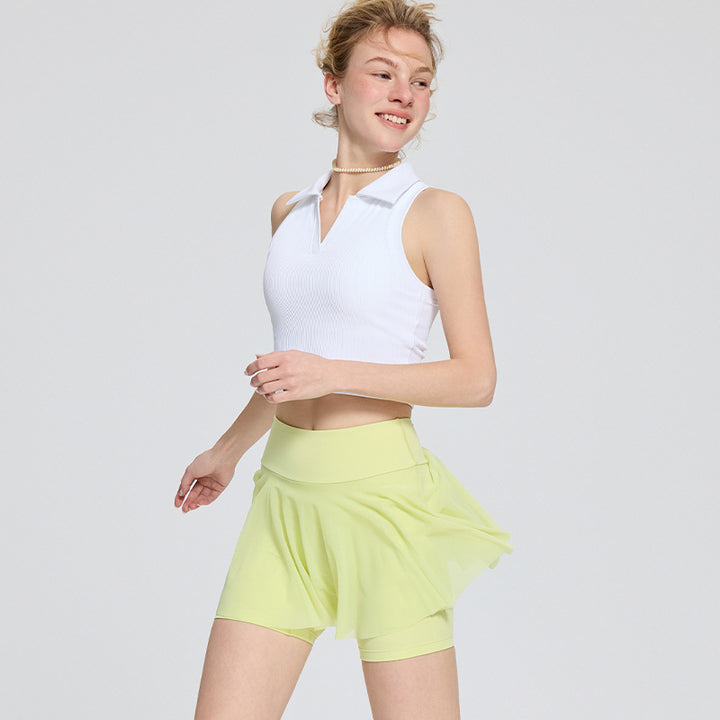 Damen Sportlicher Faltenrock mit hohem Bund und elastischem Material Drune