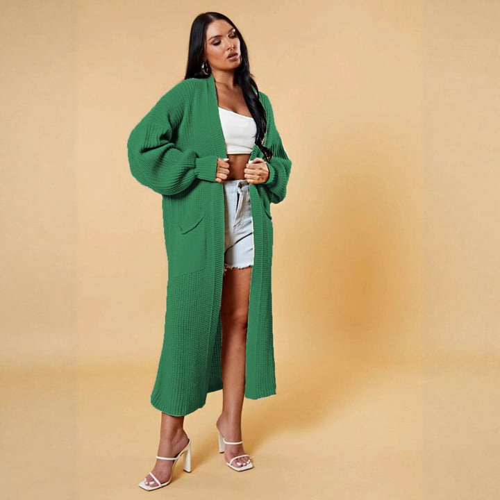 Damen Langstrick-Cardigan mit offenem Design und praktischen Taschen Drune