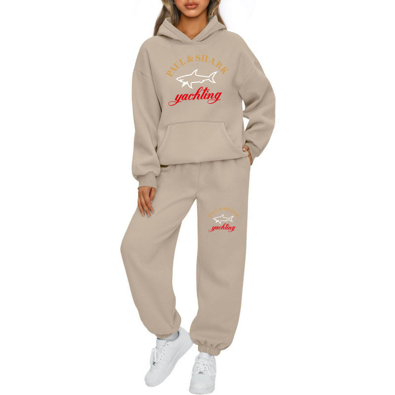 Damen nan oversized Hoodie und Jogginghose Set mit Kapuze Kängurutasche und gerippten Bündchen Drune