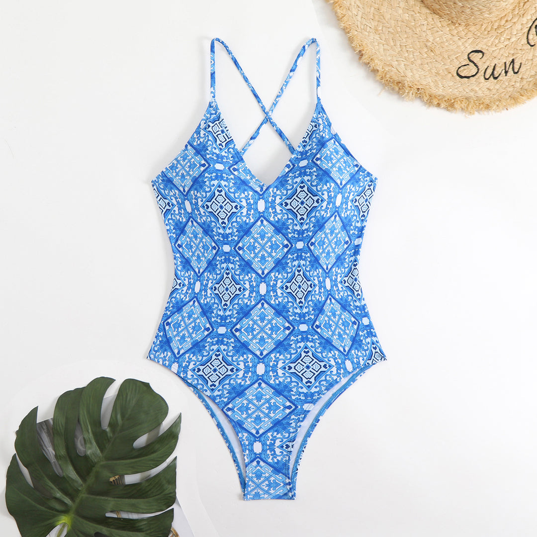 Damen Triangel-Bikini mit verspieltem Karomuster und schmalen Bindebändern Drune