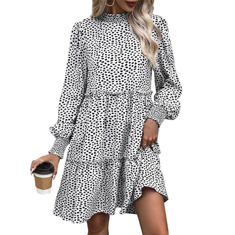 Damen verspieltes Midi-Kleid mit Rüschendetails und langem Arm Drune
