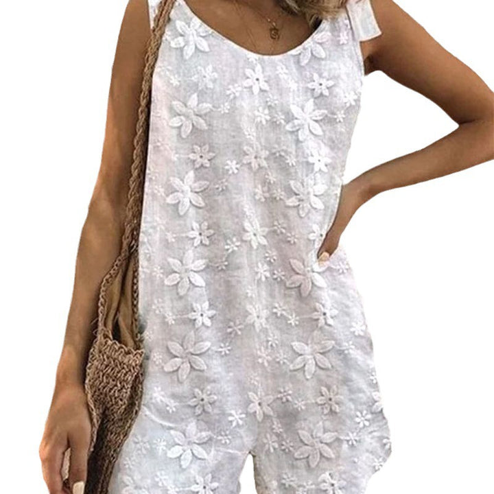 Damen Jumpsuit mit floralem Stickdesign und luftiger Passform Drune