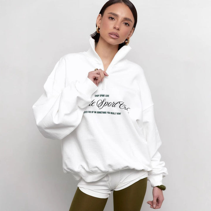 Drune | Sweatshirt Halbzip und Buchstaben Druck