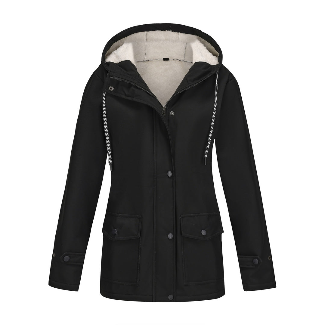Damen wasserdichte Kapuzenjacke mit weichem Fleece-Futter Drune