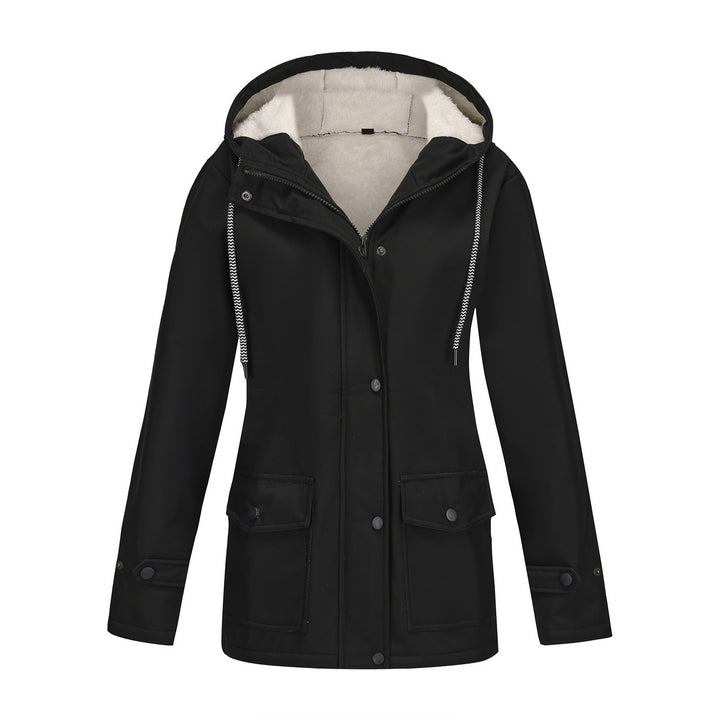 Damen wasserdichte Kapuzenjacke mit weichem Fleece-Futter Drune