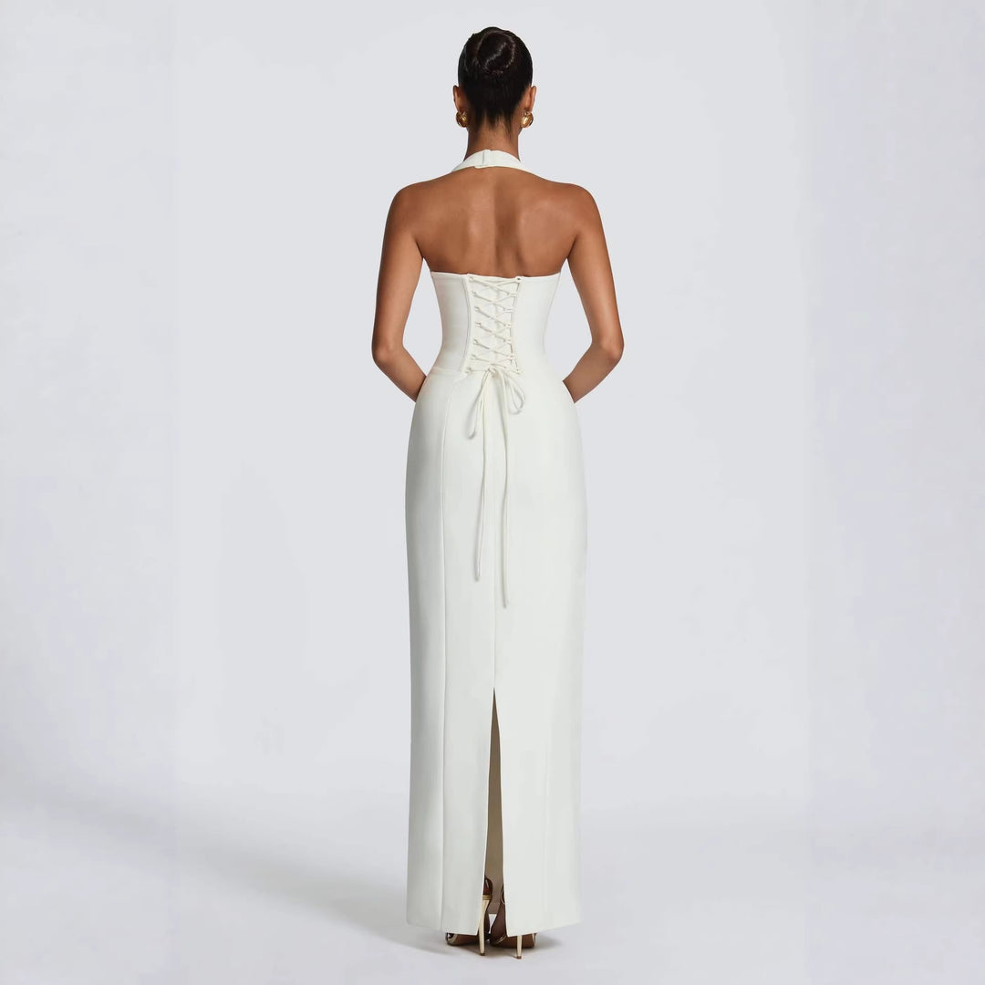 Damen Elegantes Abendkleid mit tiefem Herz-Ausschnitt und schwingendem Saum Drune