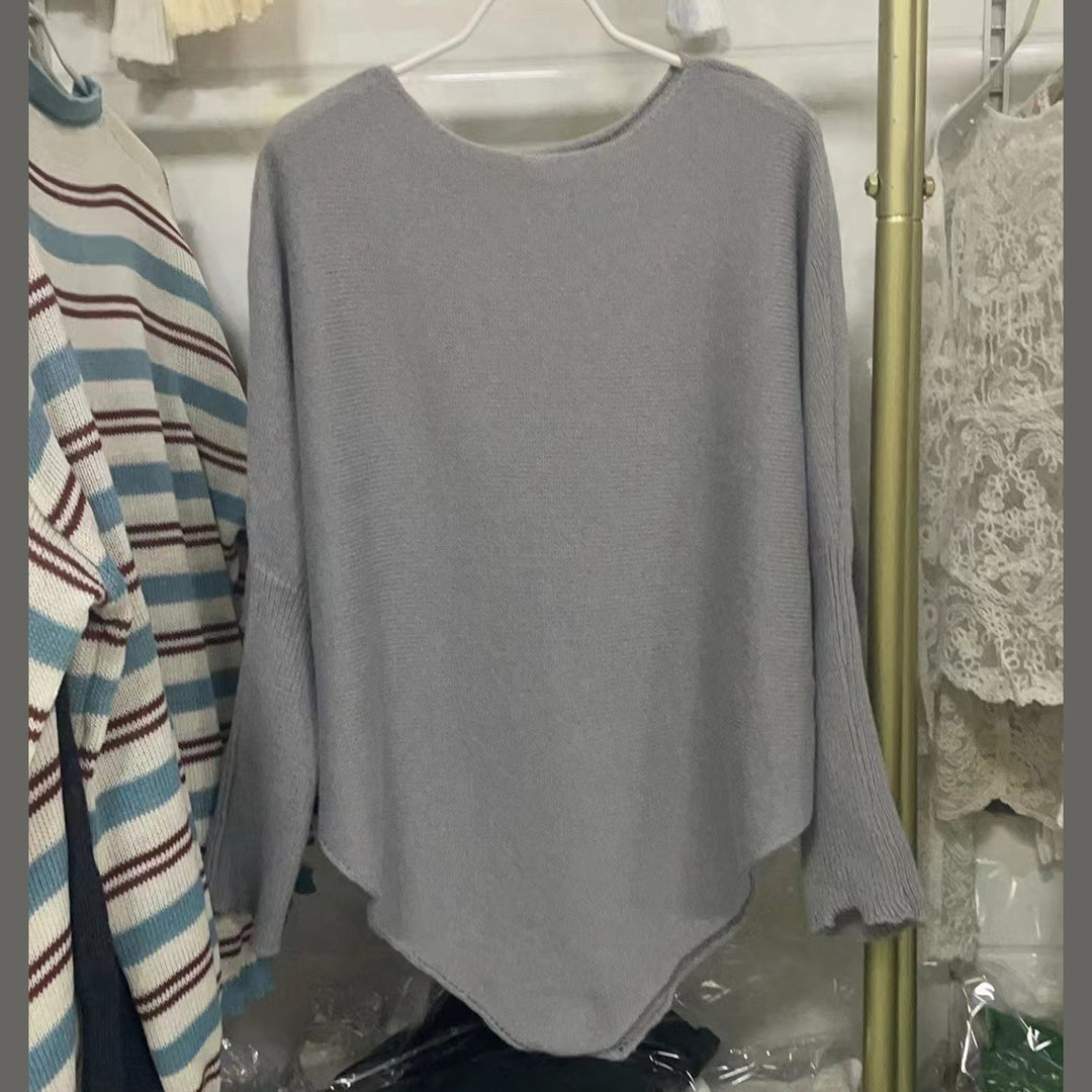 Damen lässiger Pullover mit asymmetrischem Schnitt und weitem Kragen Drune