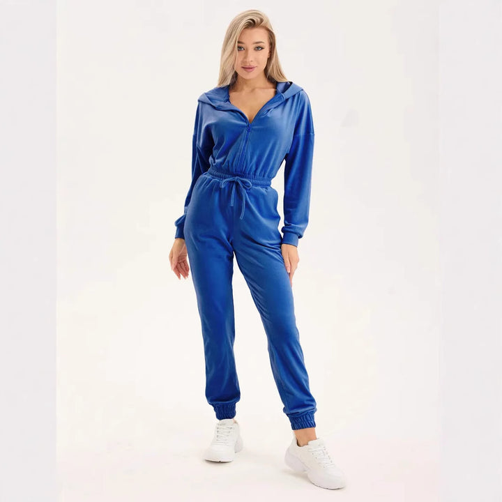 Damen Fleece-Jumpsuit mit praktischem Reißverschluss und elastischem Bund Drune