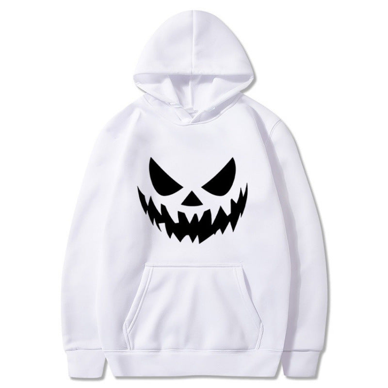 Unisex nan Kapuzenpullover mit gruseligem Kürbisgesicht-Print und Oversize Kängurutasche Drune