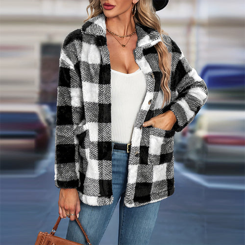 Damen Fleecepullover im Karodesign Drune