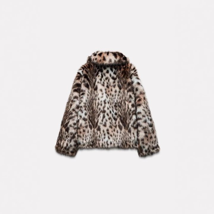 Damen Modische Leopardenmuster Kunstpelzjacke Drune