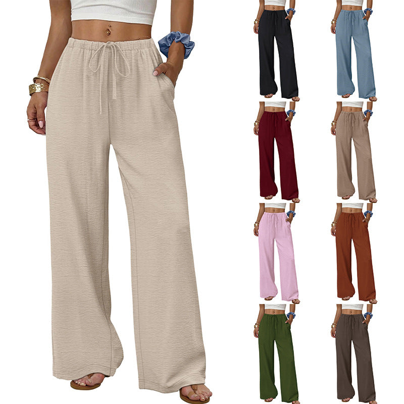 Damen Weite entspannte Sommerhose mit elastischem Bund und Taschen Drune