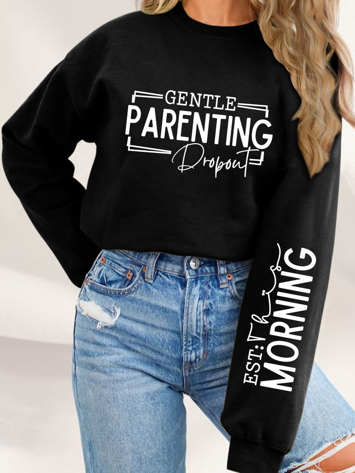 Damen Sweatshirt mit einzigartigem aufgedrucktem Elternschaftsmotiv und lässigem Schnitt Drune