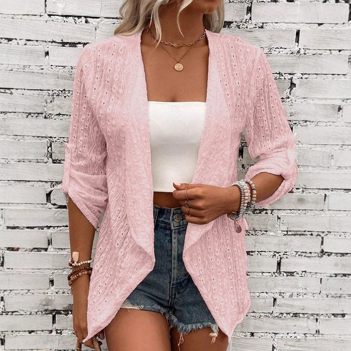 Damen Leichte Strickjacke mit asymmetrischem Schnitt und 3/4-Ärmeln Drune