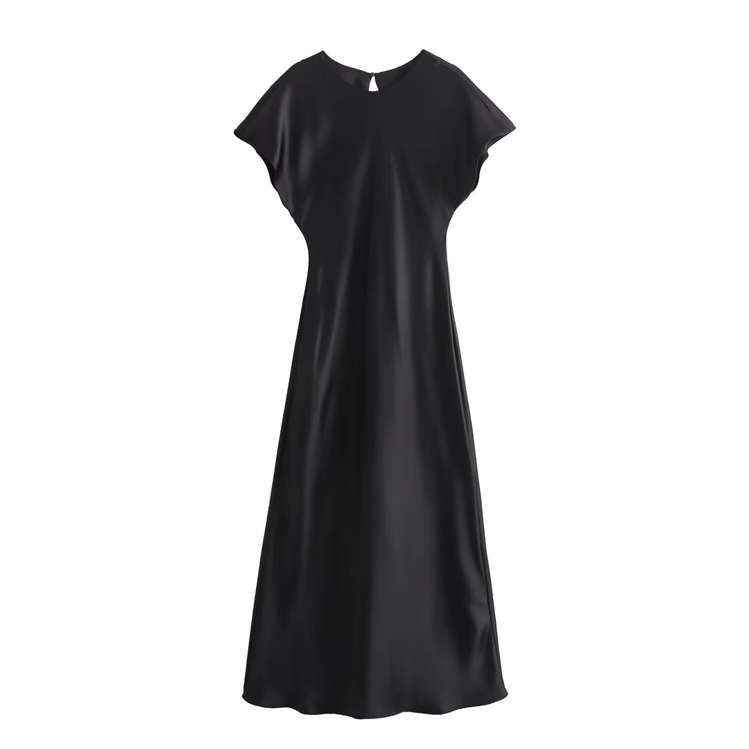 Damen elegantes Maxikleid mit fließendem Schnitt und modernem V-Ausschnitt Drune
