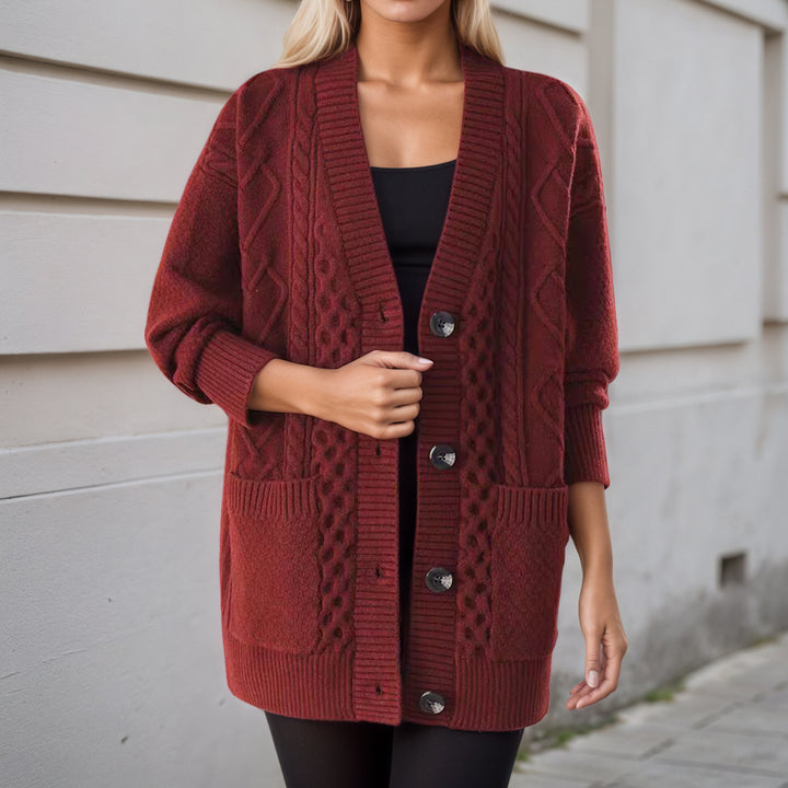 Damen Strickjacke mit Struktur und praktischen Taschen Drune