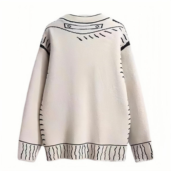 Damen Strickjacke mit kreativem Design und hochwertigen Knöpfen Drune